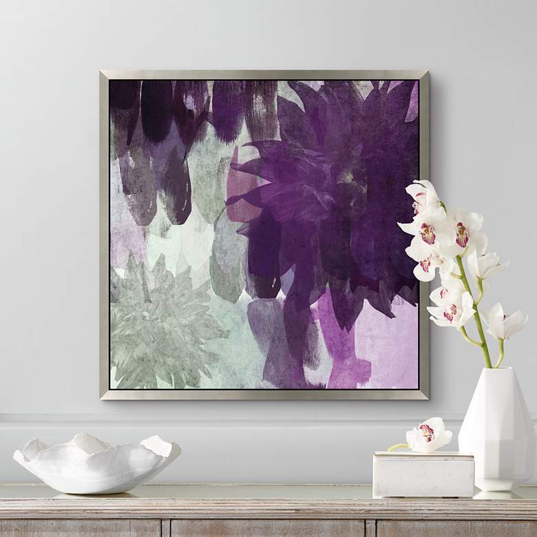Image 1 Purple Party You're Invited I 27" Square Floral Wall Art