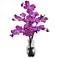 Purple Phalaenopsis Orchid 31"H Faux Flowers in Glass Vase