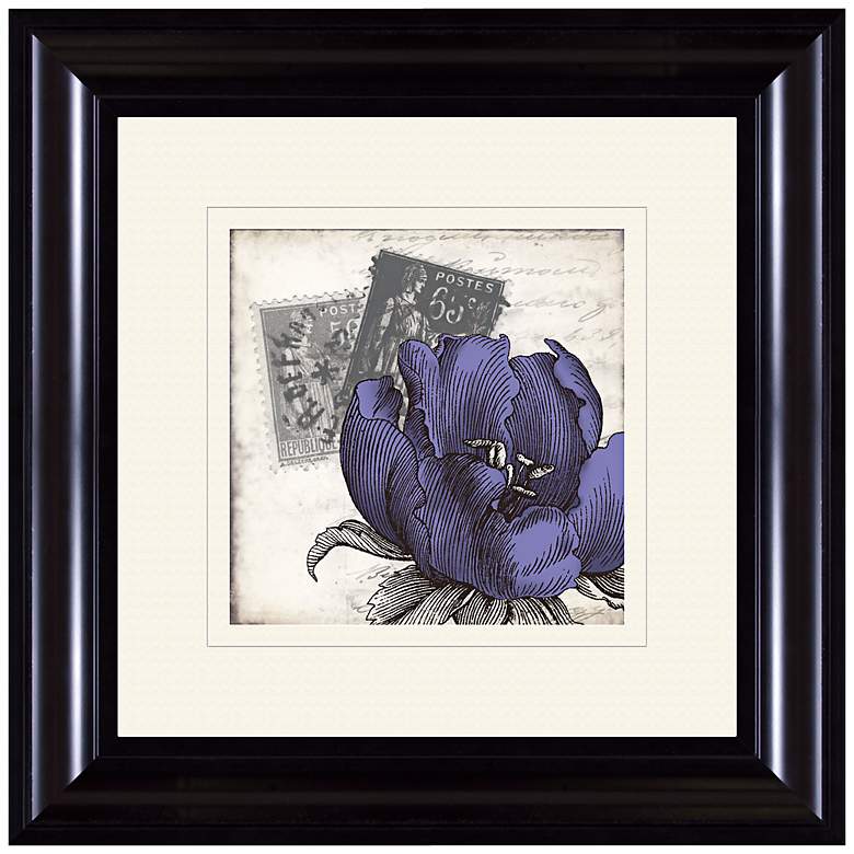 Image 1 Purple Postage 15 1/4 inch Square Framed Flower Wall Art