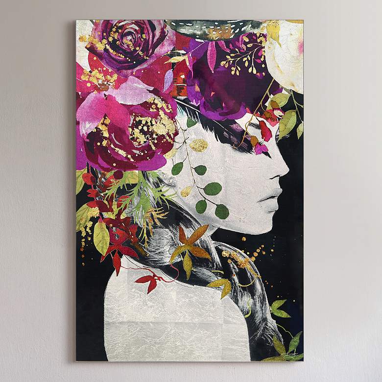 Image 1 Purple Rain Reverse Printed Tempered Glass with Silver Leaf Wall Art