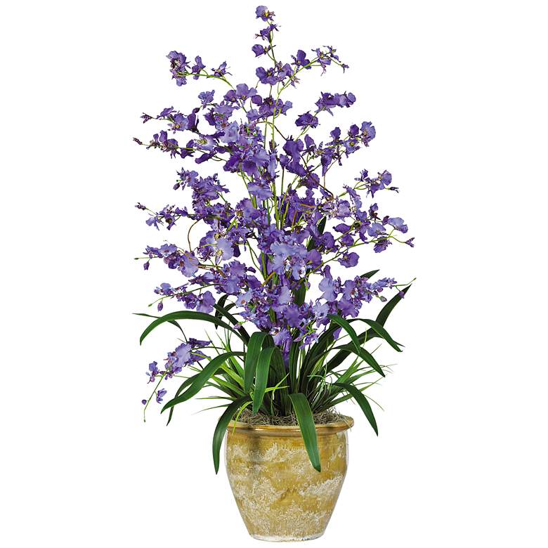 Image 1 Purple Triple Dancing Lady 32 inchH Potted Faux Flowers