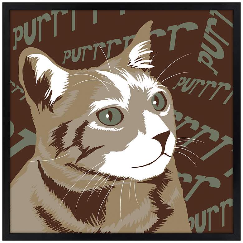 Purr 21&quot; Square Black Giclee Wall Art