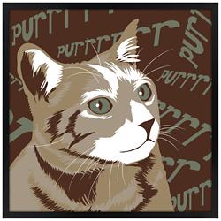 Purr 26&quot; Square Black Giclee Wall Art
