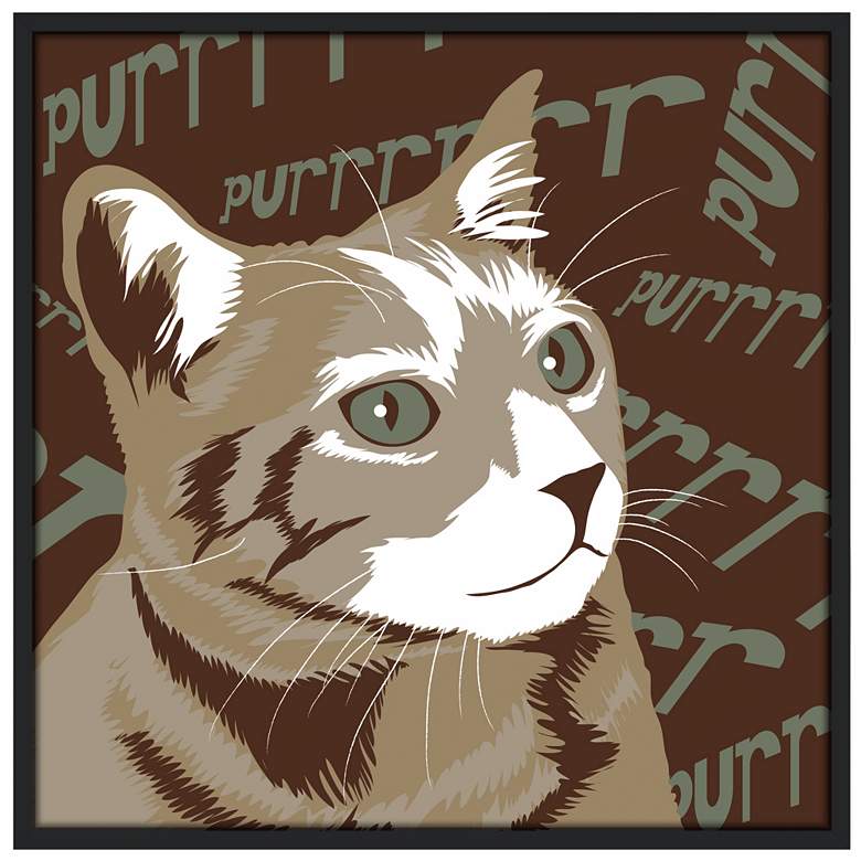 Image 1 Purr 37" Square Black Giclee Wall Art
