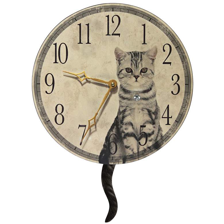 Image 1 Purrfect Timing 13 1/2 inch Wide Cat Wall Clock