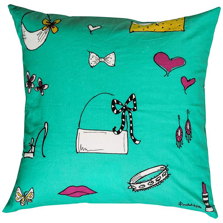 Image 1 Purses Teal and Pink 18 inch Square Decorative Pillow