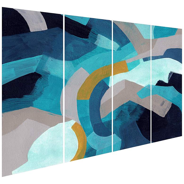 Image 5 Puzzle Blues ABCD 144" Wide 4-Piece Glass Graphic Wall Art more views