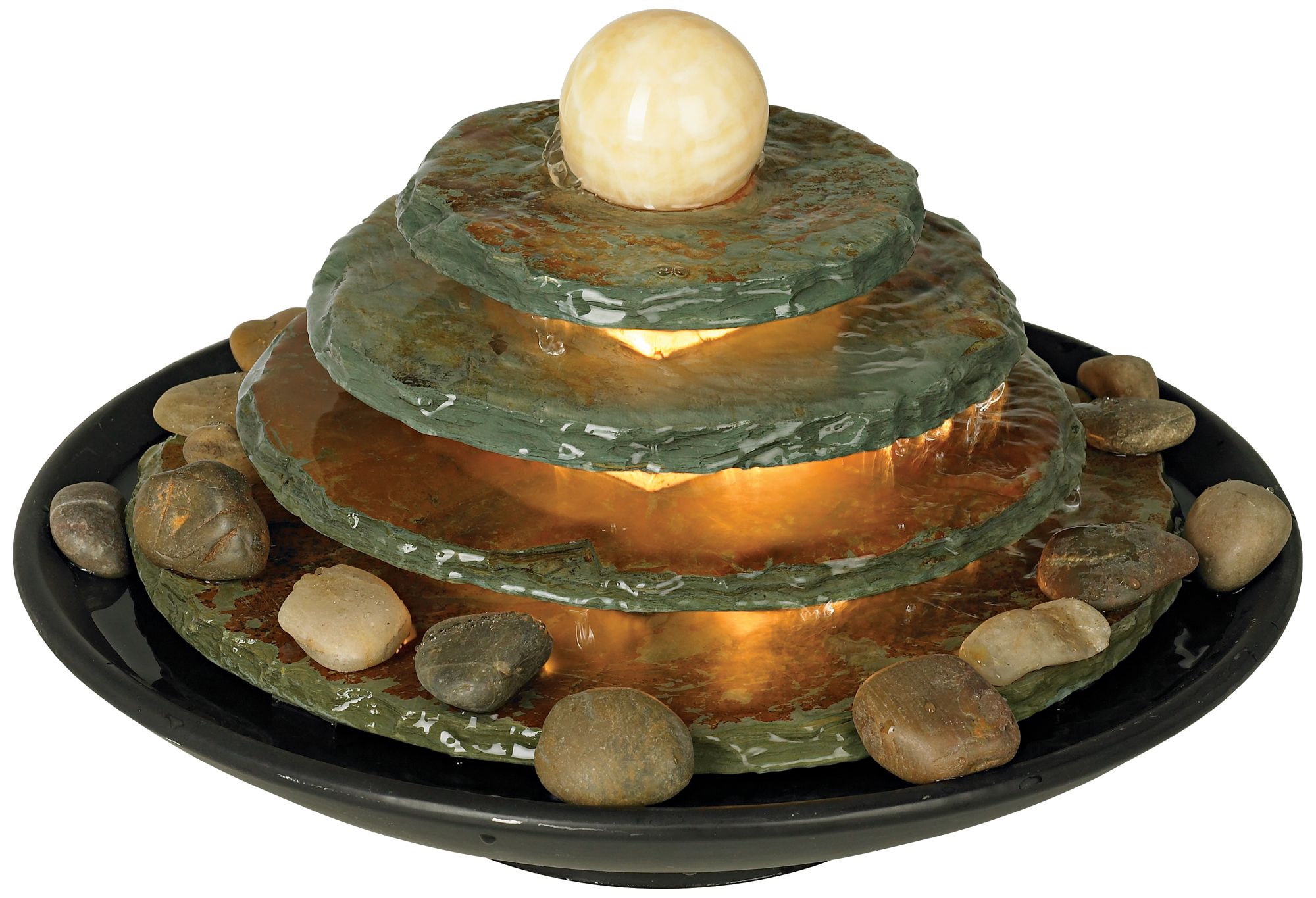 Image 5 Pyramid 10" High Feng Shui Ball Lighted Table Fountain more views