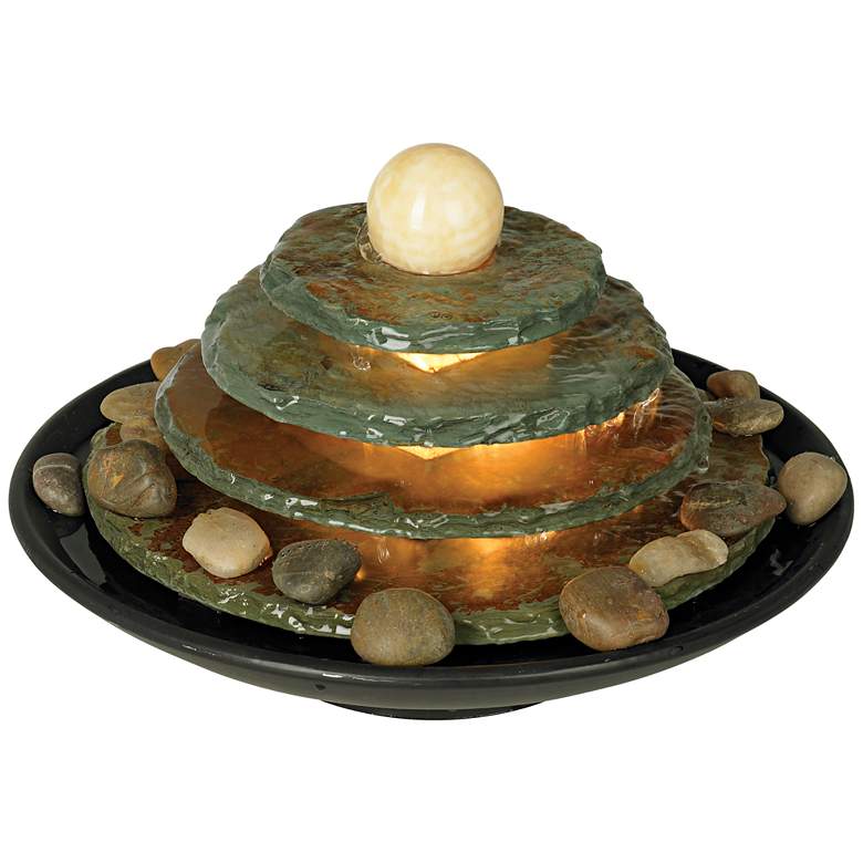 Image 5 Pyramid 10" High Feng Shui Ball Lighted Table Fountain more views