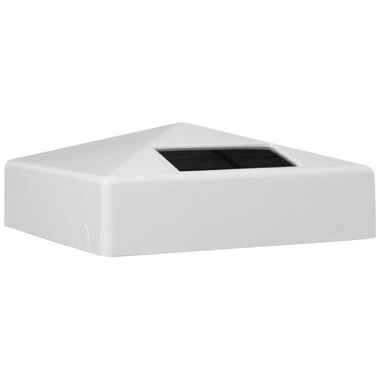 Image 2 Pyramid 4"x4" White Vinyl Outdoor LED Solar Post Cap