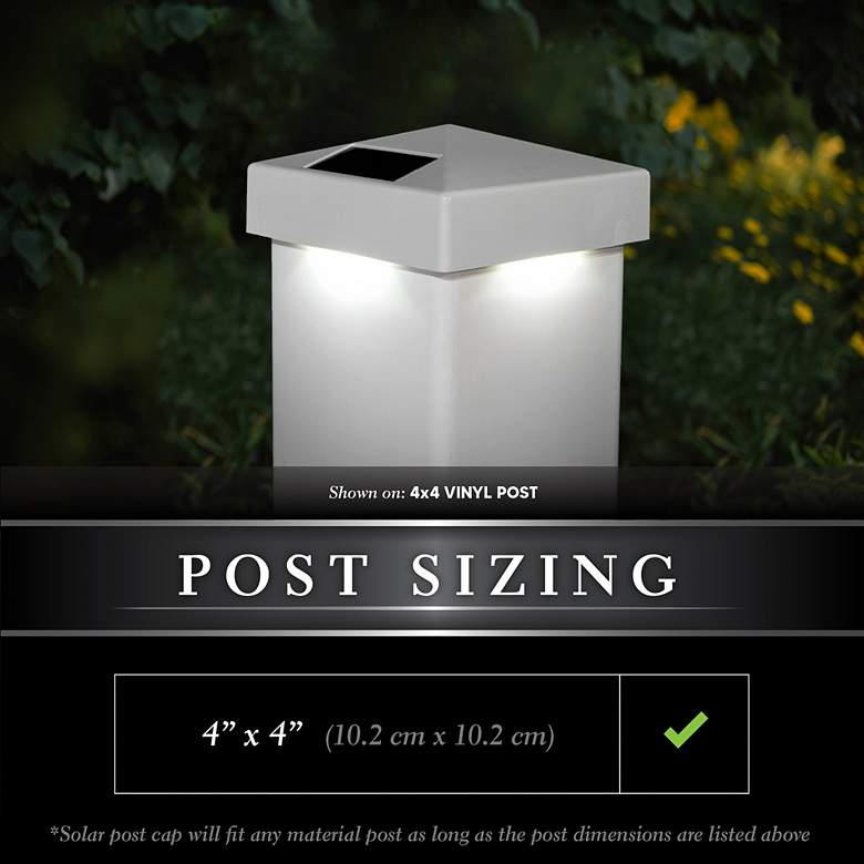 Image 4 Pyramid 4 inchx4 inch White Vinyl Outdoor LED Solar Post Cap more views