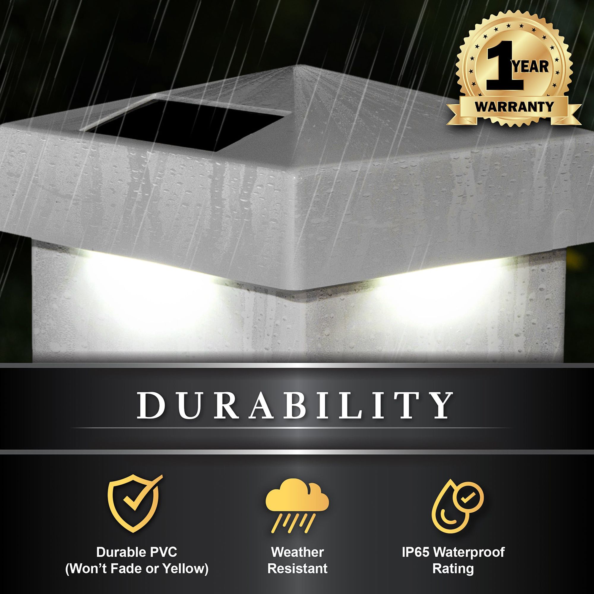 Watch A Video About the Pyramid White Vinyl Outdoor LED Solar Post Cap