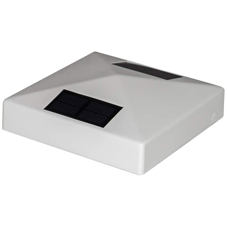 Image 2 Pyramid 5"x5" White Vinyl Outdoor LED Solar Post Cap