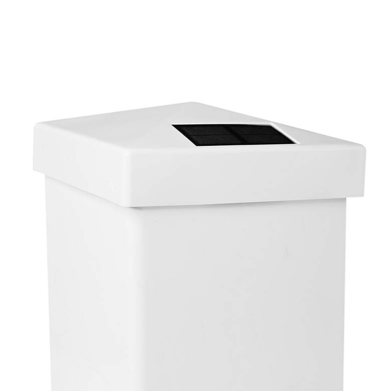 Image 3 Pyramid 5"x5" White Vinyl Outdoor LED Solar Post Cap more views