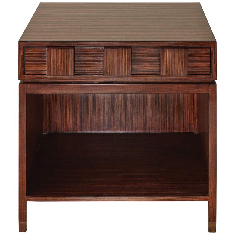 Image 1 Quad 26 inch Wide Block Zebra Wood 1-Drawer Bedside Table