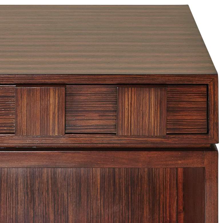 Image 2 Quad 26" Wide Block Zebra Wood 1-Drawer Bedside Table more views