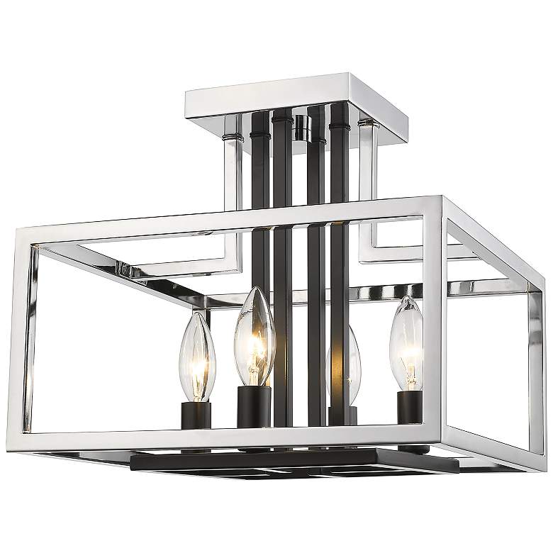 Image 3 Quadra 13" Wide Chrome and Matte Black 4-Light Ceiling Light