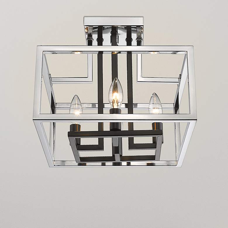 Image 2 Quadra 13" Wide Chrome and Matte Black 4-Light Ceiling Light