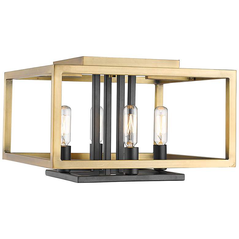 Image 1 Quadra 13" Wide Olde Brass and Bronze 4-Light Ceiling Light