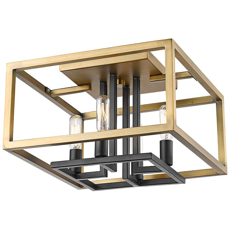 Image 4 Quadra 13" Wide Olde Brass and Bronze 4-Light Ceiling Light more views