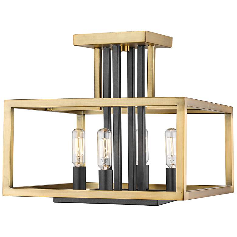 Image 1 Quadra 13" Wide Olde Brass and Bronze 4-Light Ceiling Light