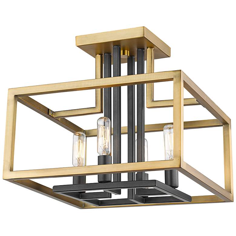 Image 3 Quadra 13" Wide Olde Brass and Bronze 4-Light Ceiling Light more views