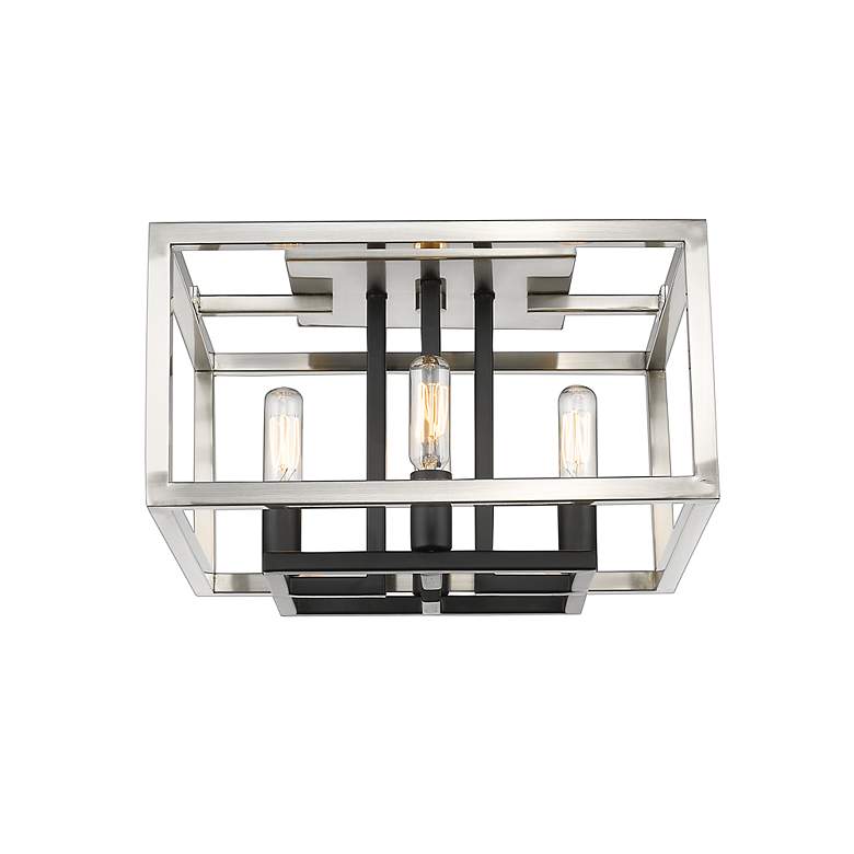 Image 3 Quadra by Z-Lite Brushed Nickel + Black 4 Light Flush Mount more views