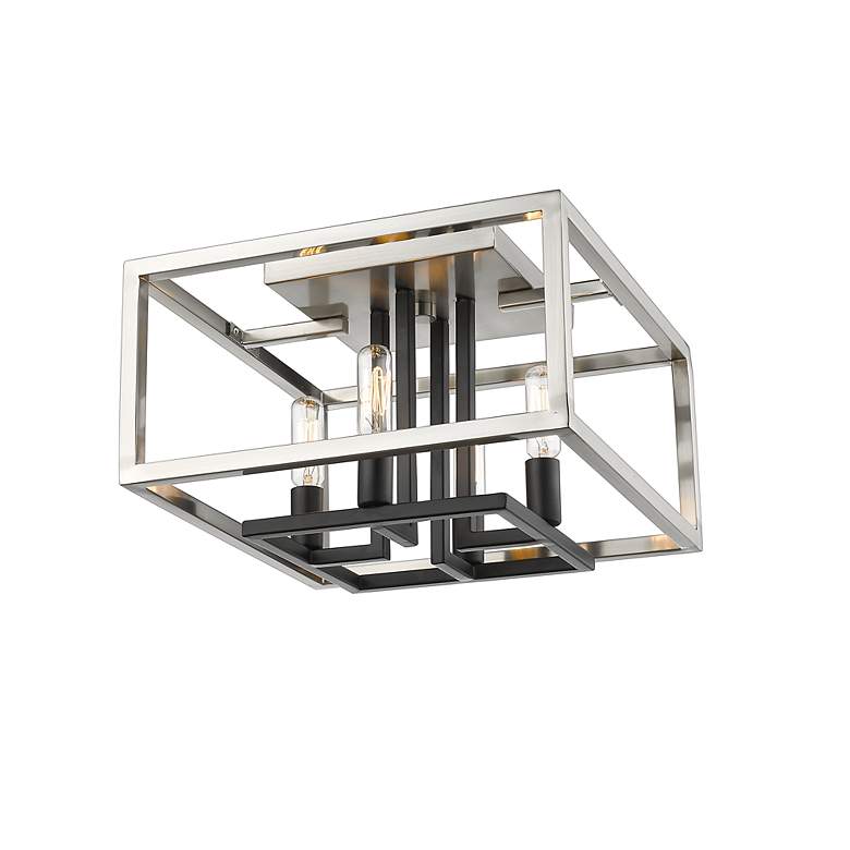 Image 4 Quadra by Z-Lite Brushed Nickel + Black 4 Light Flush Mount more views