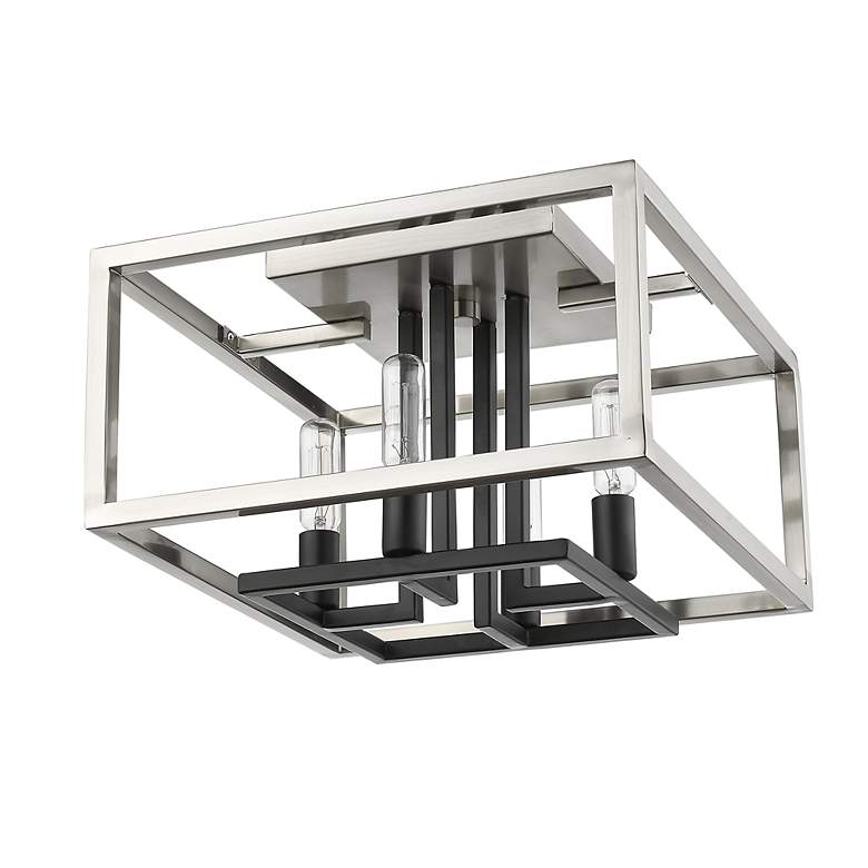 Image 6 Quadra by Z-Lite Brushed Nickel + Black 4 Light Flush Mount more views