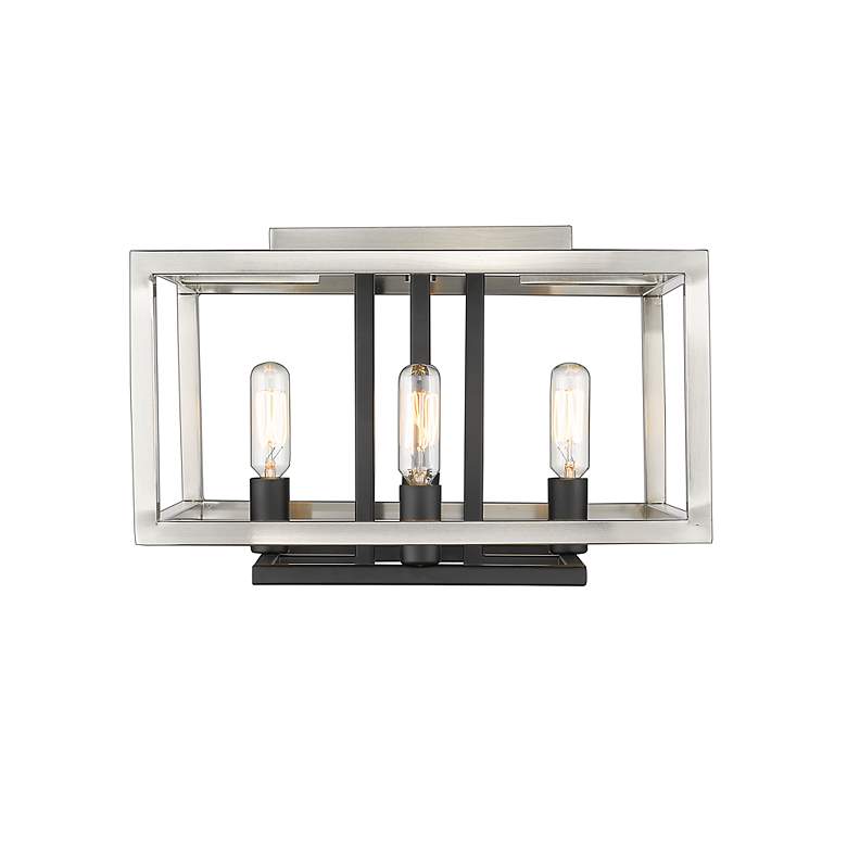 Image 7 Quadra by Z-Lite Brushed Nickel + Black 4 Light Flush Mount more views