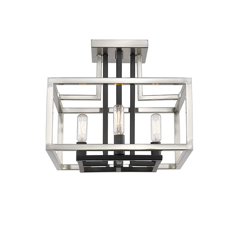 Image 3 Quadra by Z-Lite Brushed Nickel + Black 4 Light Semi Flush Mount more views