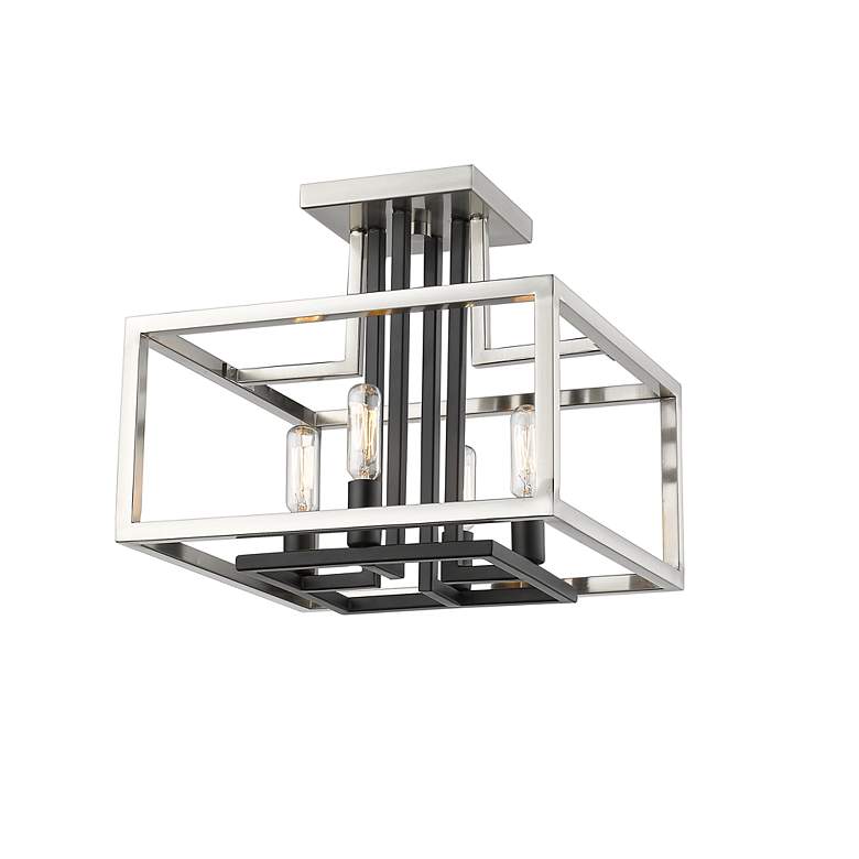 Image 4 Quadra by Z-Lite Brushed Nickel + Black 4 Light Semi Flush Mount more views