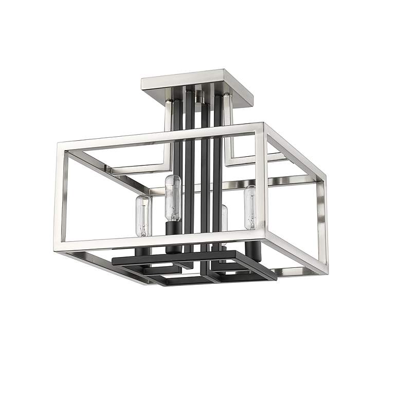 Image 6 Quadra by Z-Lite Brushed Nickel + Black 4 Light Semi Flush Mount more views