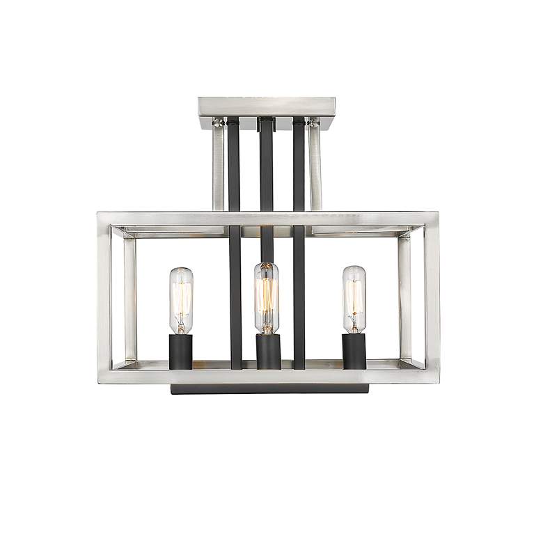 Image 7 Quadra by Z-Lite Brushed Nickel + Black 4 Light Semi Flush Mount more views