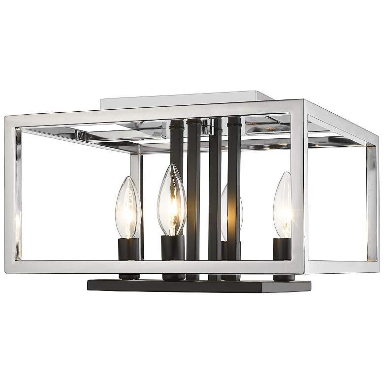 Image 2 Quadra by Z-Lite Chrome + Black 4 Light Flush Mount