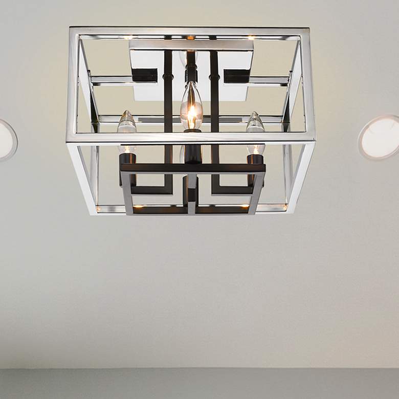 Image 1 Quadra by Z-Lite Chrome + Black 4 Light Flush Mount