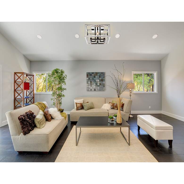 Image 3 Quadra by Z-Lite Chrome + Black 4 Light Flush Mount more views