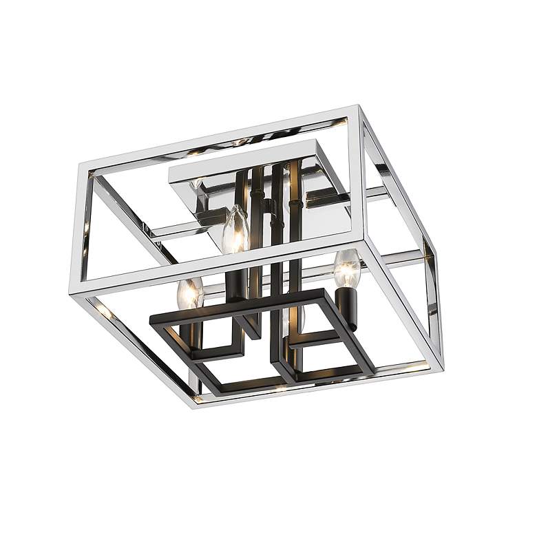 Image 6 Quadra by Z-Lite Chrome + Black 4 Light Flush Mount more views