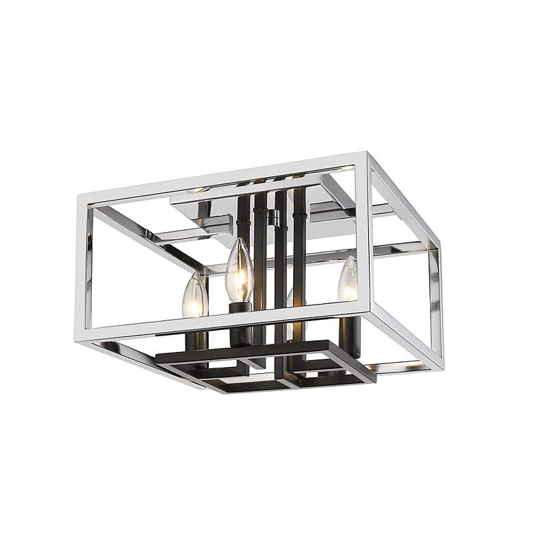 Image 7 Quadra by Z-Lite Chrome + Black 4 Light Flush Mount more views