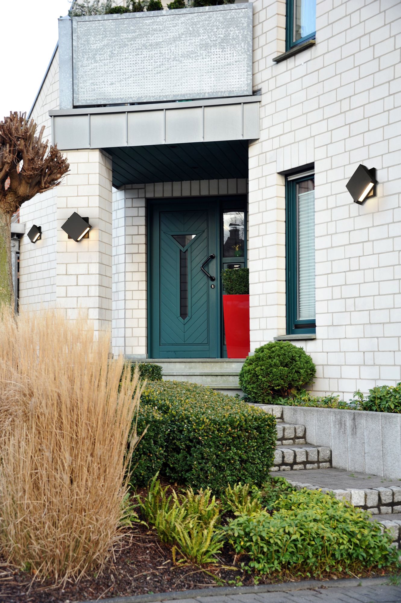 Quadrate 11 1/4" High Black 2-Light LED Outdoor Wall Light in scene