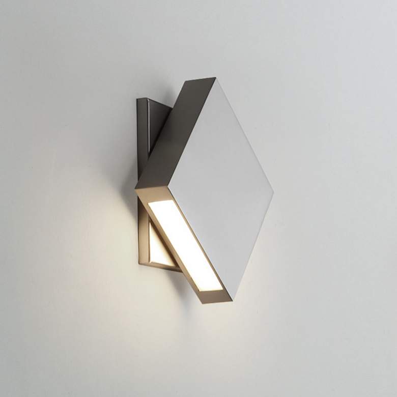 Image 1 Quadrate 11 1/4"H Silver 2-Light LED Outdoor Wall Light