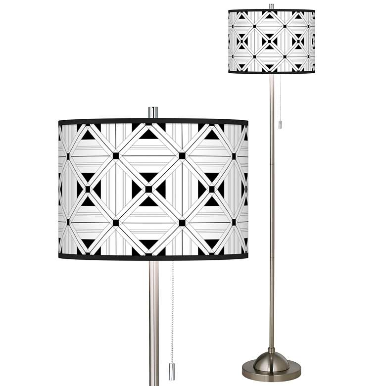 Image 1 Quadrille Brushed Nickel Pull Chain Floor Lamp