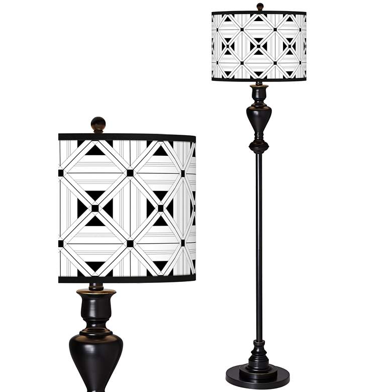 Image 1 Quadrille Giclee Glow Black Bronze Floor Lamp