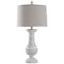 Quail Weathered White Urn Table Lamp with Oatmeal Tapered Drum Shade