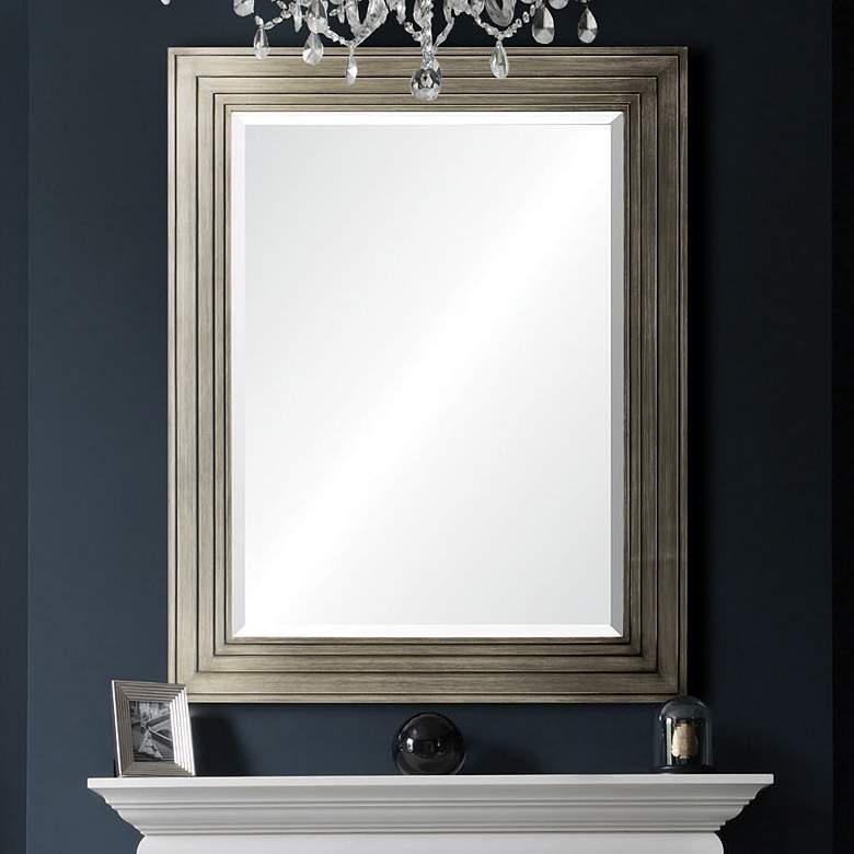 Image 1 Quake Antique Silver Leaf 40" x 50" Rectangular Wall Mirror