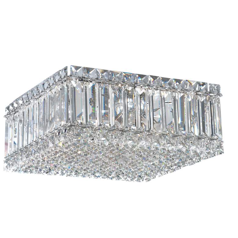 Image 1 Quantum 12" Wide Stainless Steel Clear Crystal 4-Light Flush Mount