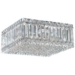 Quantum 12"W Polished Stainless Steel Crystal Ceiling Light