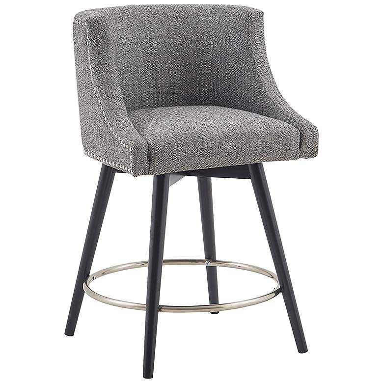 Image 2 Quarry 26 1/2" High Grey Fabric Swivel Counter Stool