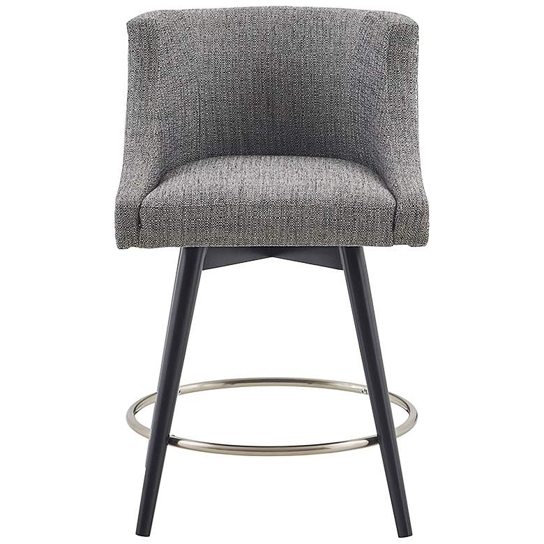 Image 6 Quarry 26 1/2" High Grey Fabric Swivel Counter Stool more views