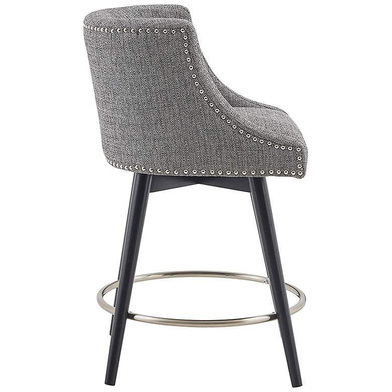 Image 7 Quarry 26 1/2" High Grey Fabric Swivel Counter Stool more views